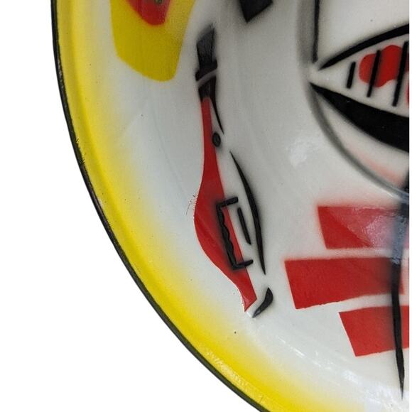 Vintage 50s Mid-Century Atomic Large Enamelware BBQ Grilling Bowl 15.75in Wide - Picture 3 of 11